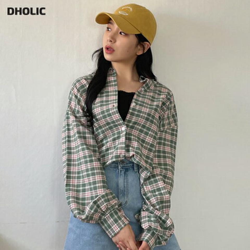 パフスリーブチェックシャツ・全3色・t63667 レディース 【bl】【韓国 ファッション トップス シャツ 長袖 パフスリーブ チェック カジュアル ガーリー 体型カバー 細身 デイリー 春 夏】【NIJU】