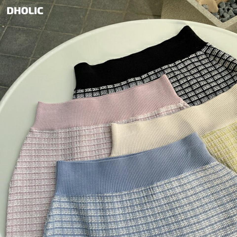 【全品10%OFF】ツイード調ニットスカート・全4色・t64952 レディース 【sk】【韓国 ファッション ボトムス スカート ミディ ミディスカート ツイード調 スリム ニットスカート ショート 体型カバー カジュアル デイリー 上品 春 夏】