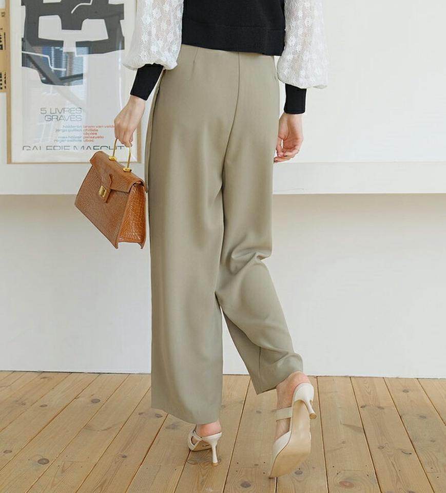 ベルト付ワイドスラックスパンツ・全4色・t67546 レディース 【pt】【スラックス パンツ ズボン ロングパンツ ワイドスラックス ワイド 単色 無地 シンプル ベーシック 大人 オフィスカジュアル 春 秋 韓国 ファッション】【ハイホリHIHOLLI】