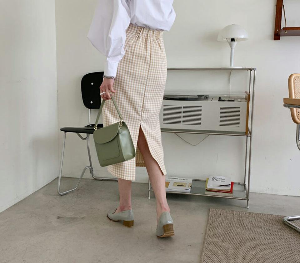 ≪人気商品再入荷≫ギンガムチェックスカート・全2色・t65112 レディース 【sk】 韓国ファッション ボトムス スカート ロング ロングスカート ギンガムチェック チェック パターン ガーリー Hライン バックゴム フェミニン デイリー 上品 秋 春