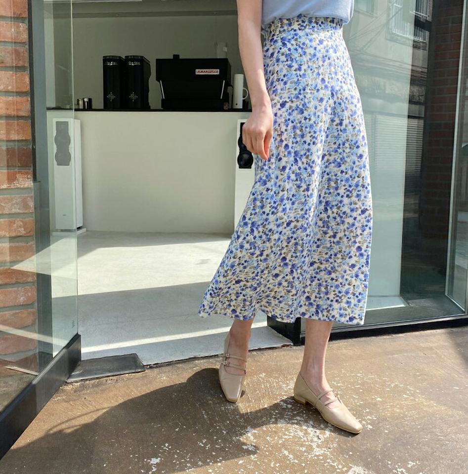 フローラルパターンスカート・全4色・t57110 レディース 【sk】【韓国 ファッション ボトムス スカート ロング ロングスカート 花柄 フラワー フローラル パターン Aライン 体型カバー カジュアル デイリー 上品 春 夏】