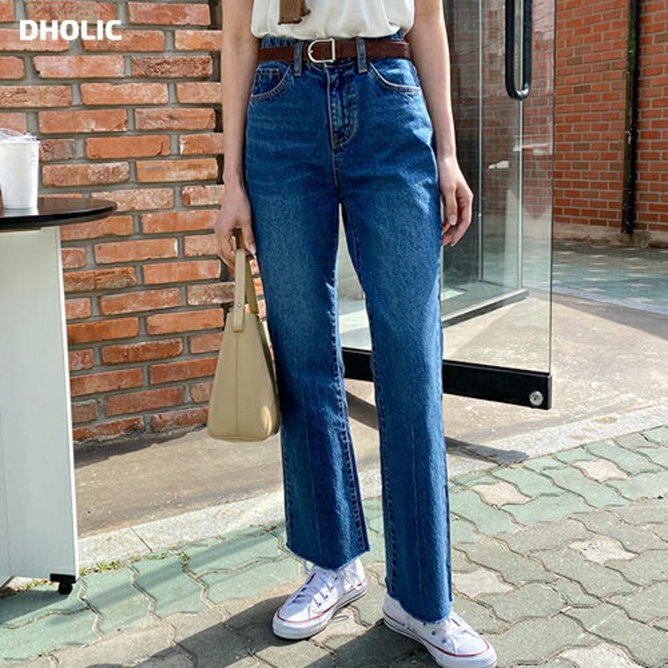 フレアデニムパンツ・全1色・t57100 レディース 【pt】 韓国 ファッション ボトムス パンツ デニムパンツ ブーツカット シークレットゴム 美脚 体型カーバー 10分丈 十分丈 カジュアル デイリー 春 夏