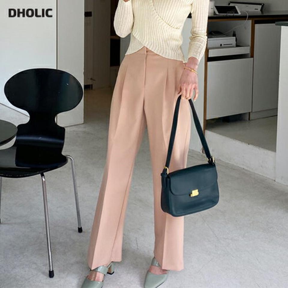 ツータックワイドスラックス・全5色・t57097 レディース 【pt】【韓国 ファッション ボトムス ロング ロングパンツ スラックス ワイドスラックス ツータック ストレート 美脚 体型カーバー 10分丈 十分丈 カジュアル デイリー 春 夏】