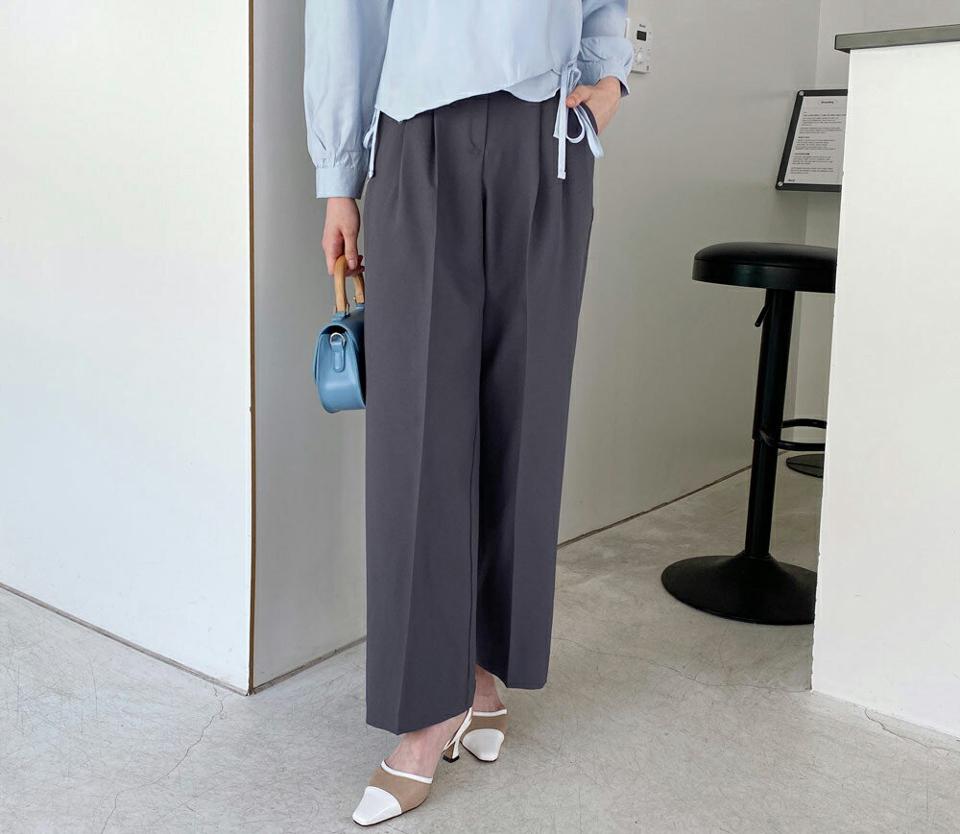 ツータックワイドスラックス・全5色・t57097 レディース 【pt】【韓国 ファッション ボトムス ロング ロングパンツ スラックス ワイドスラックス ツータック ストレート 美脚 体型カーバー 10分丈 十分丈 カジュアル デイリー 春 夏】