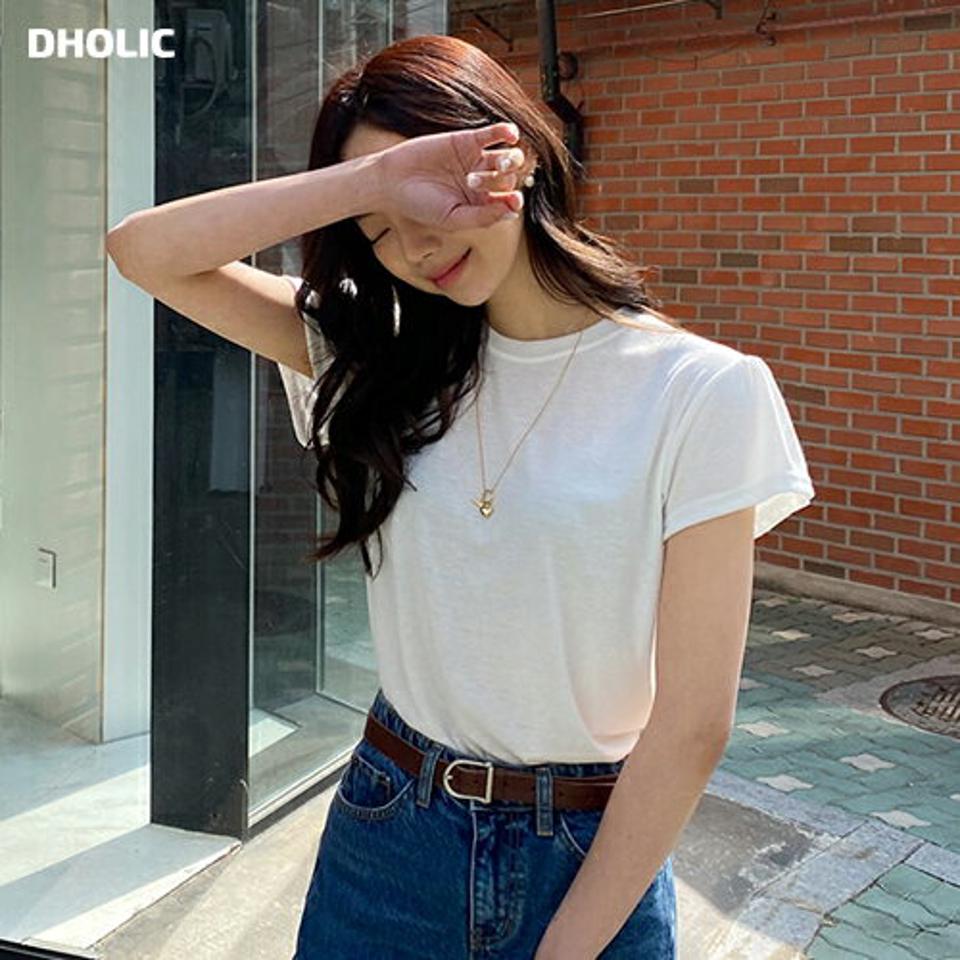 ギャザースリーブTシャツ・全4色・b57076 レディース 【tops】【韓国 ファッション トップス Tシャツ 半袖 スリム フィット フェミニン ラウンドネック ギャザー ショートスリーブ カジュアル 体型カーバー デイリー 春 夏】