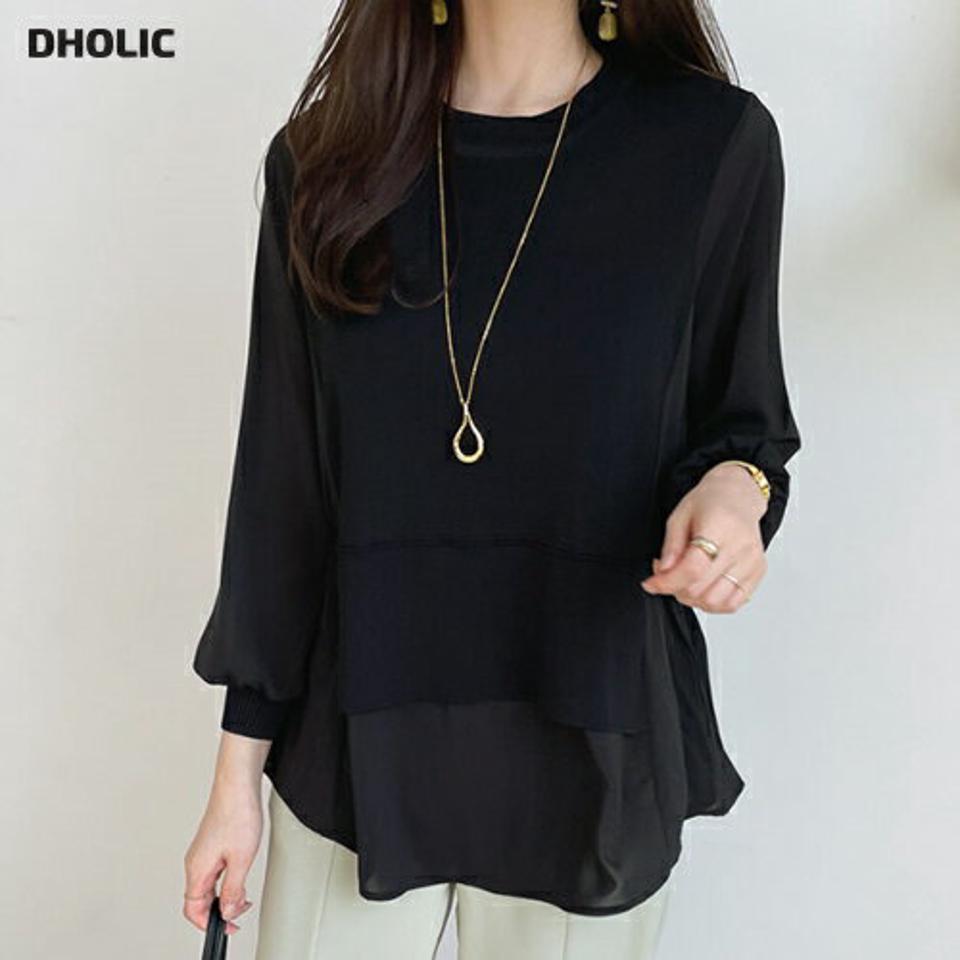 コントラストバックボタンニット・全2色・b67562 レディース 【tops】【トップス ニット ニットトップス シフォン コントラスト 単色 無地 シンプル カジュアル 長袖 春 秋 韓国 ファッション】【ハイホリHIHOLLI】
