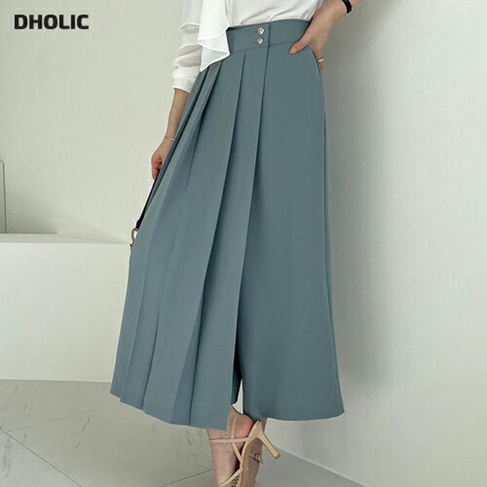 プリーツラップ調ワイドパンツ・全4色・b67574 レディース 【pt】【パンツ ズボン ロングパンツ ワイド ワイドパンツ ラップデザイン ラップパンツ プリーツ 単色 シンプル 大人 春 秋 韓国 ファッション】【ハイホリHIHOLLI】