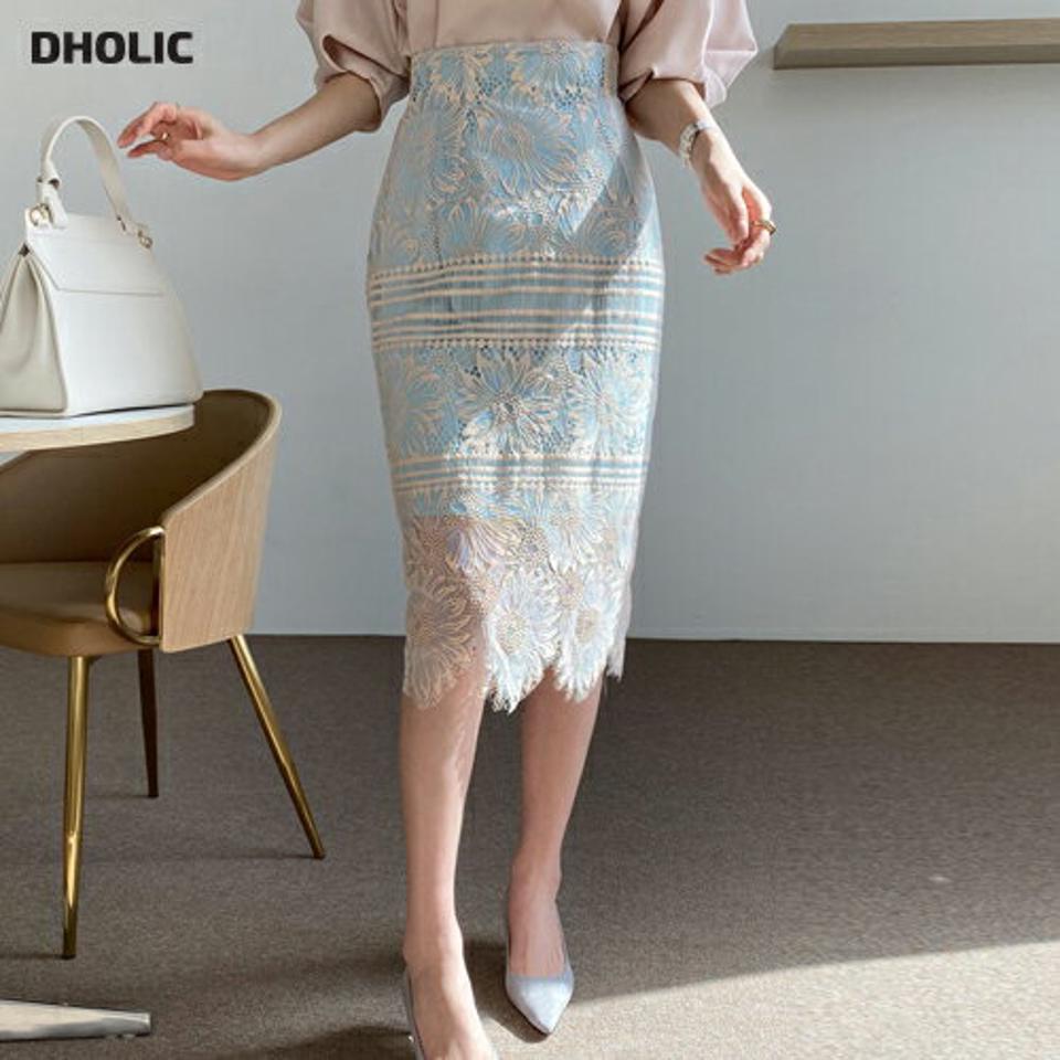 レースペンシルスカート・全3色・b67579 レディース 【sk】【スカート ミディ丈 ミディスカート ペンシル ペンシルスカート 総レース レース フェミニン きれいめ かわいい 可愛い 春 夏 韓国 ファッション】【ハイホリHIHOLLI】