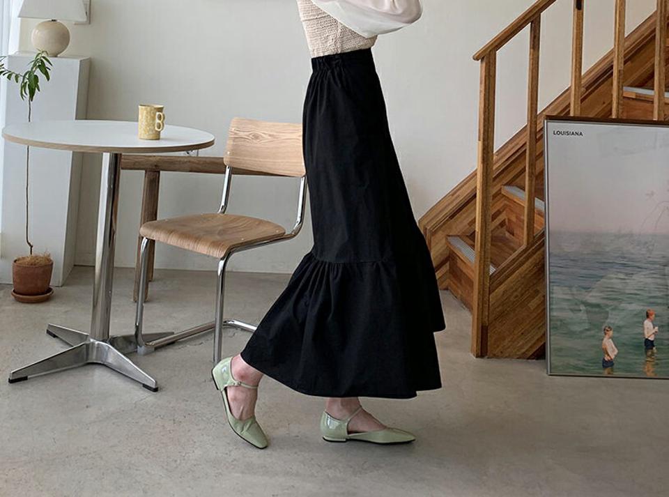 タックギャザースカート・全3色・b65110 レディース 【sk】【韓国 ファッション ボトムス スカート ロング ロングスカート ギャザー フェミニン ウエストゴム ジップ付き ボリューム ユニーク ゆったり カジュアル デイリー 上品 秋 春】