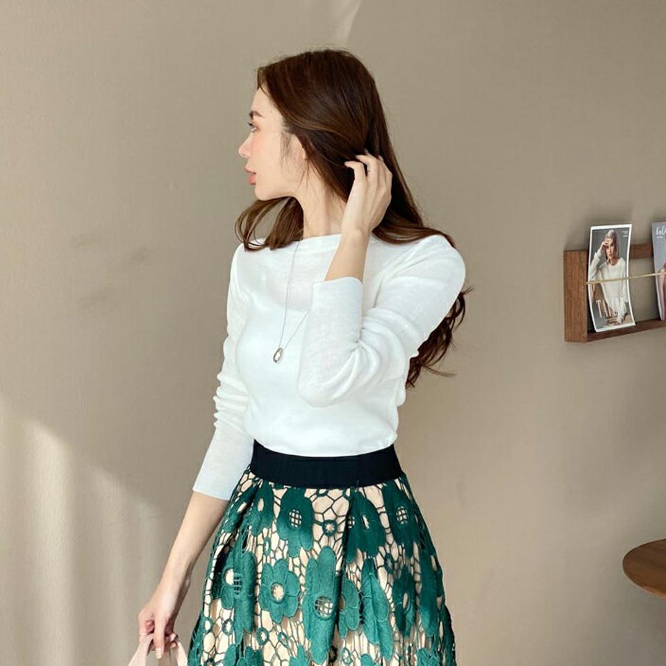 ボートスリムネックニット・全5色・t67564 レディース 【tops】【トップス ニット ニットトップス 長袖 ボートネック スリム 単色 無地 シンプル ベーシック 大人 春 秋 韓国 ファッション】【ハイホリHIHOLLI】