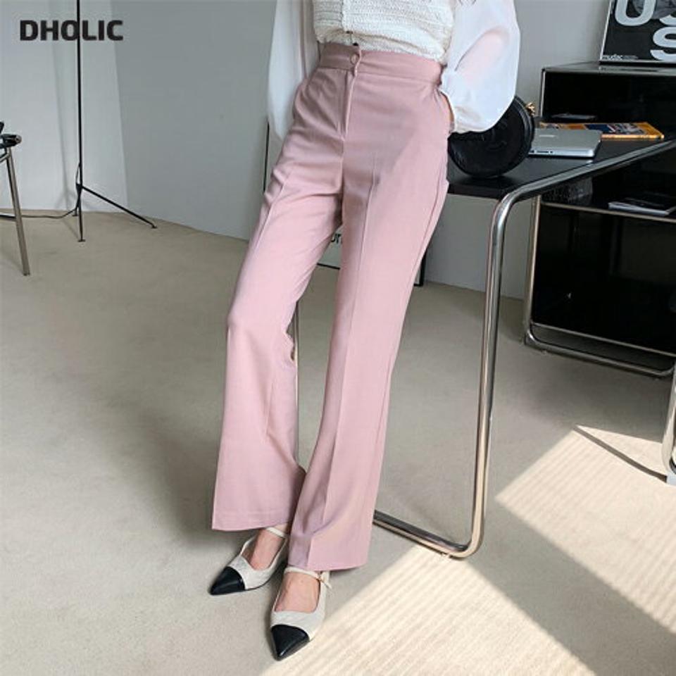 スリムブーツカットスラックスパンツ・全3色・t65108 レディース 【pt】【韓国 ファッション ボトムス パンツ ロングパンツ スリム ブーツカット スラックス フィット ハイウエスト 体型カバー 10分丈 十分丈 カジュアル デイリー 秋 春】