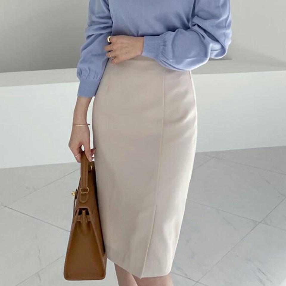 スリットペンシルスカート・全3色・b67577 レディース 【sk】【スカート ミディ丈 ミディスカート ペンシルスカート タイト ペンシル スリット 単色 無地 シンプル 大人 オフィスカジュアル ベーシック 春 秋 韓国 ファッション】【ハイホリHIHOLLI】