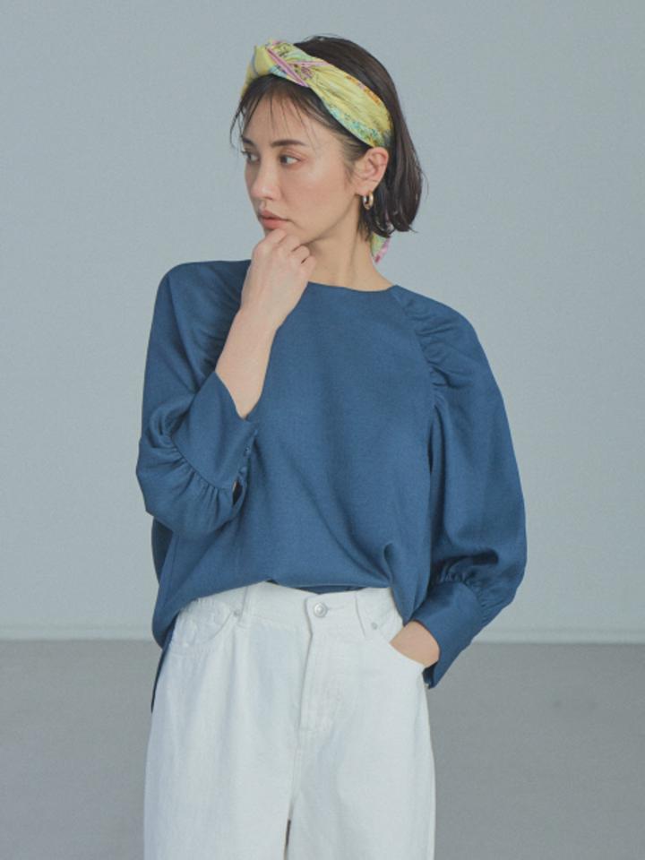 【WEB・一部店舗限定】リネンライクギャザーブラウス【予約】