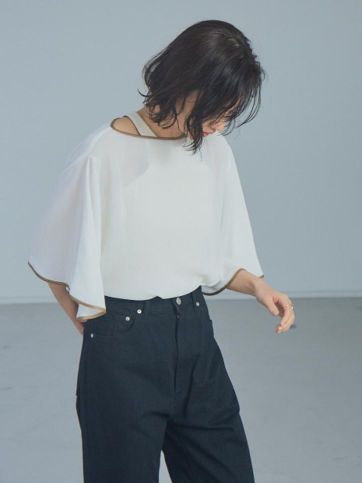 【WEB・一部店舗限定】2WAYパイピングシフォンブラウス