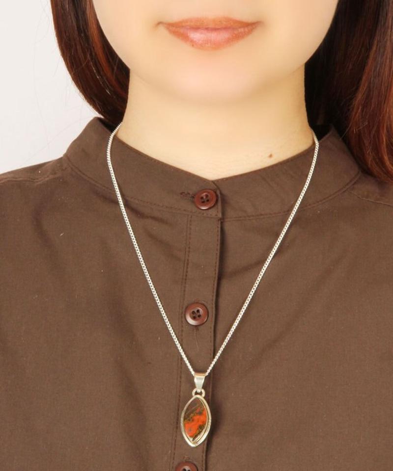 レッドアゲートリーフ型ネックレス