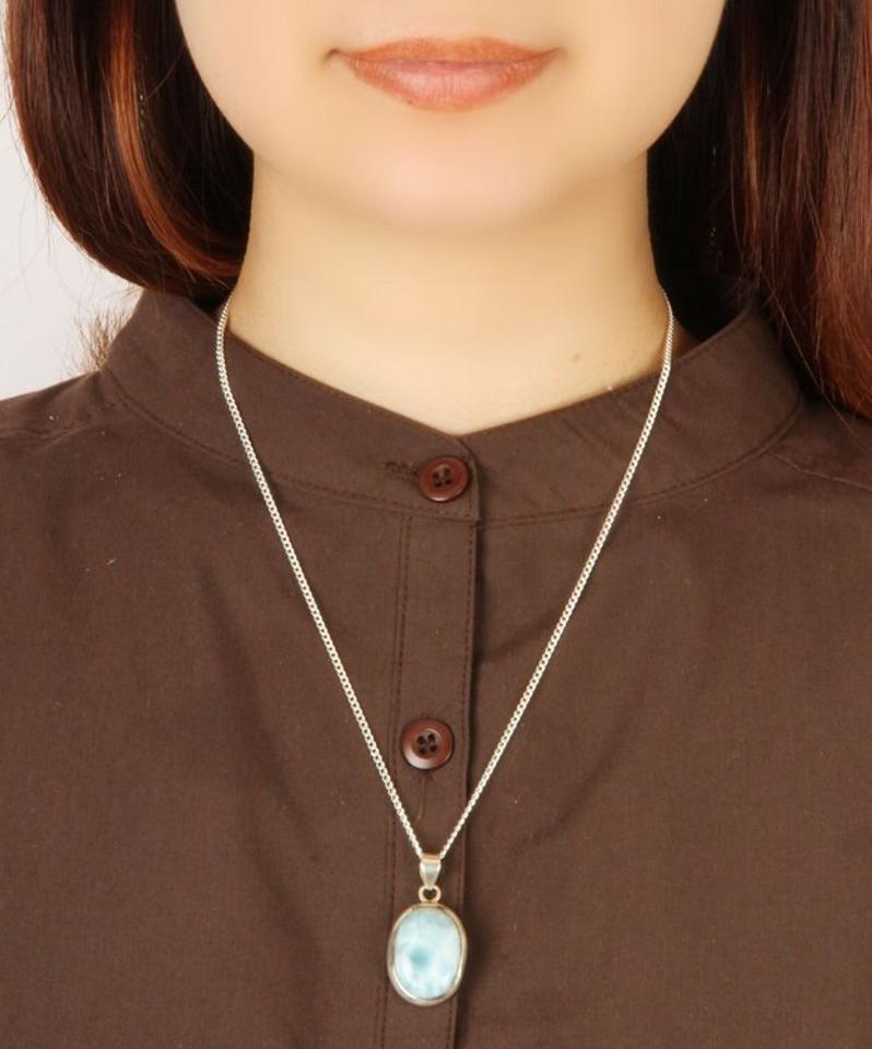 ラリマー楕円ネックレス