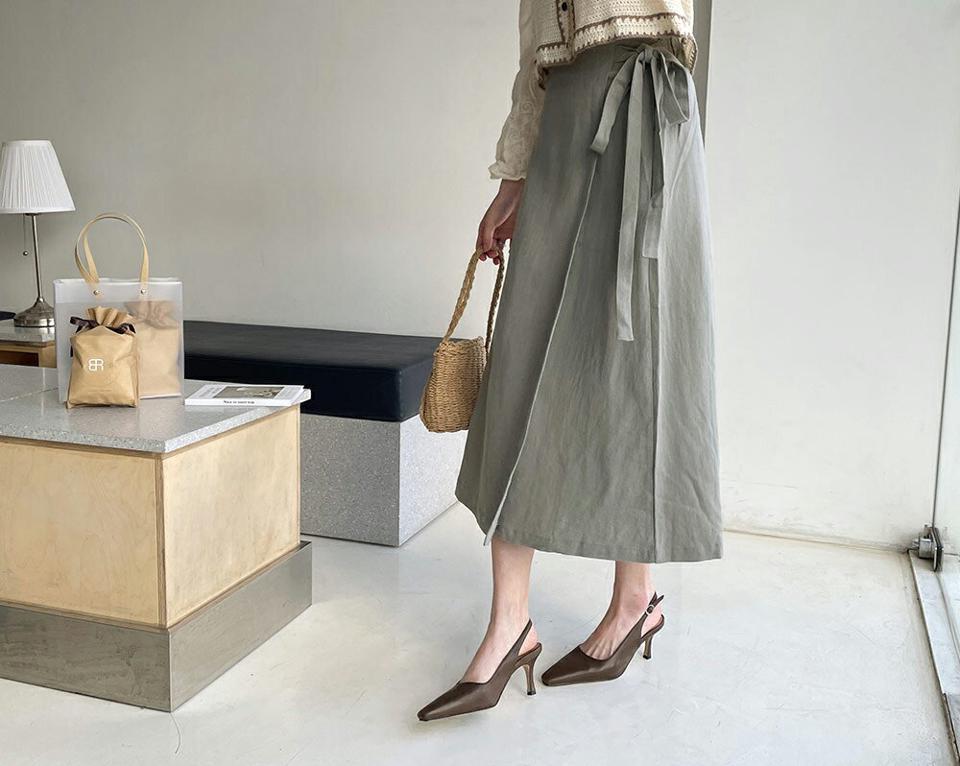 リネン混リボンラップスカート・全4色・t63219 レディース 【sk】 韓国 ファッション ボトムス スカート ロング ロングスカート ラップスカート リネン バックゴム リボン 体型カバー カジュアル デイリー 上品 春 夏