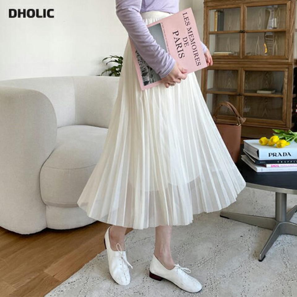 プリーツチュールスカート・全5色・b63216 レディース 【sk】【韓国 ファッション ボトムス スカート ロング ロングスカート チュール 揺れ感 ボリューム ウエストゴム プリーツ Aライン フレア オールシーズン 体型カバー カジュアル 上品 春 夏】