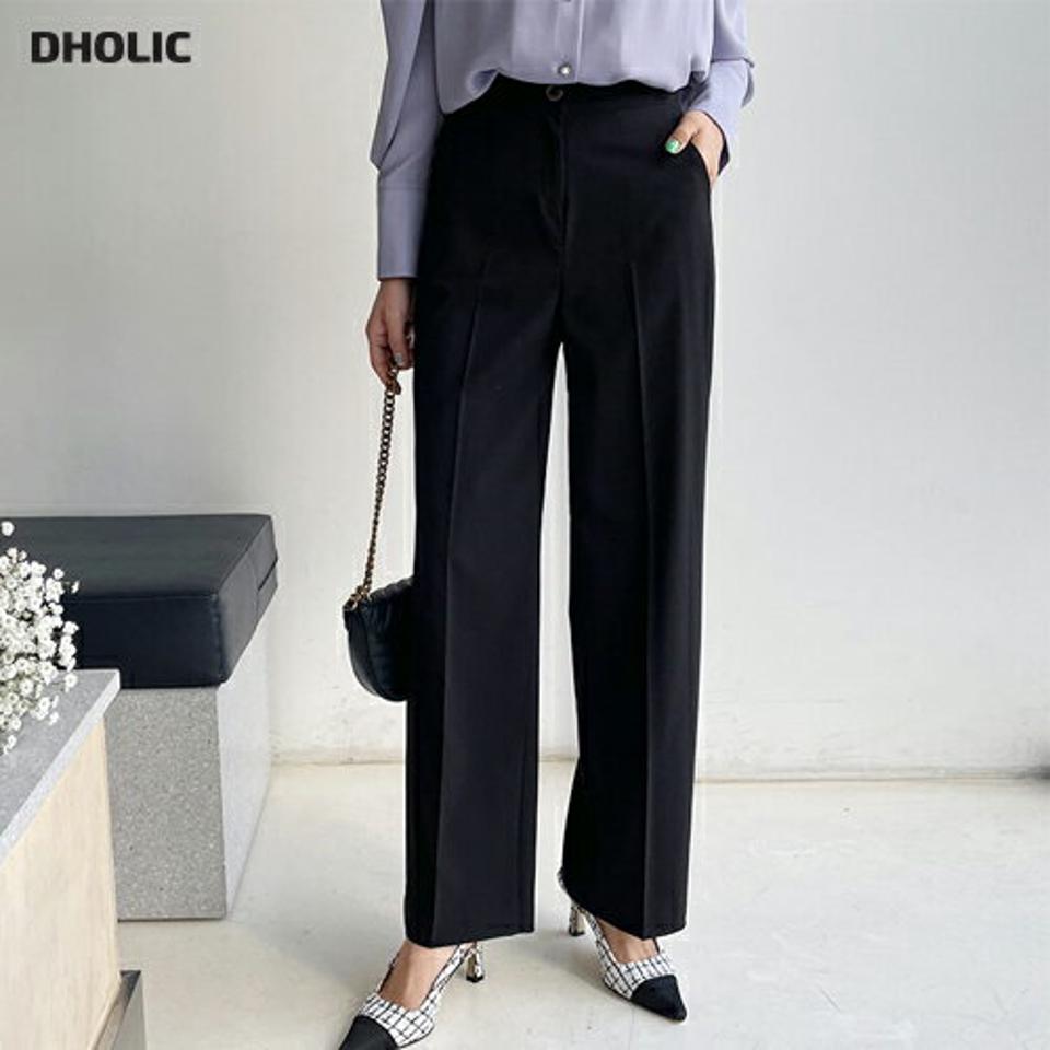 【只今10%OFF】ハイウエストスラックス・全3色・t63212 レディース 【pt】【韓国 ファッション ボトムス ロング ロングパンツ スラックス ハイウエスト スリム ワイドパンツ 美脚 体型カーバー 10分丈 十分丈 カジュアル デイリー 春 夏】