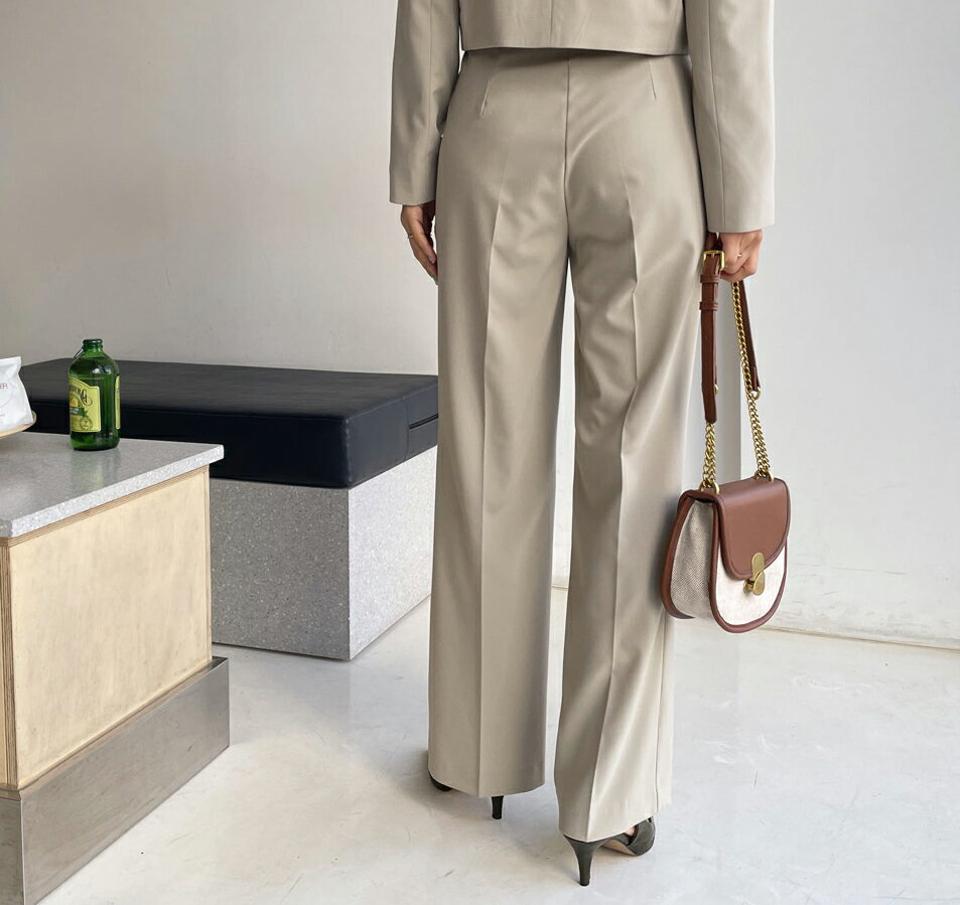 【只今10%OFF】ハイウエストスラックス・全3色・t63212 レディース 【pt】【韓国 ファッション ボトムス ロング ロングパンツ スラックス ハイウエスト スリム ワイドパンツ 美脚 体型カーバー 10分丈 十分丈 カジュアル デイリー 春 夏】