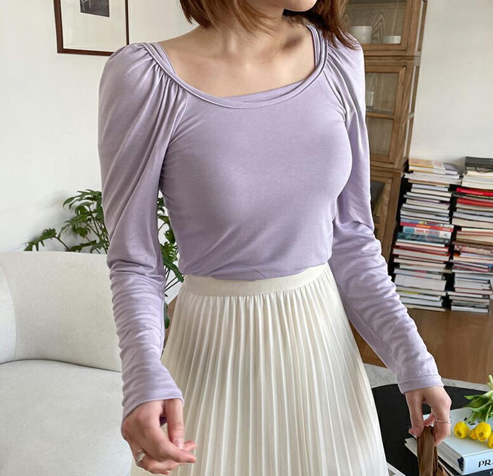 キャミ&パフTシャツSET・全5色・t63198 レディース 【tops】【韓国 ファッション トップス Tシャツ 長袖 セット キャミ スクエアネック クロップド丈 ラウンドネック ギャザー ラグランスリーブ 体型カーバー デイリー ベーシック スリム 春 夏】
