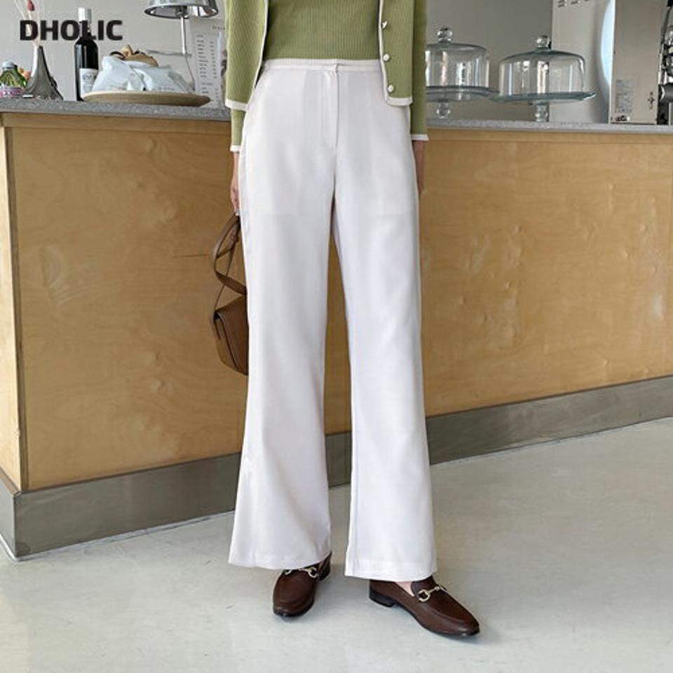 スリットバックゴムスラックス・全3色・t63237 レディース 【pt】【韓国 ファッション ボトムス ロング ロングパンツ スラックス ハイウエスト スリム フィット 美脚 体型カーバー 10分丈 十分丈 カジュアル デイリー 春 夏】