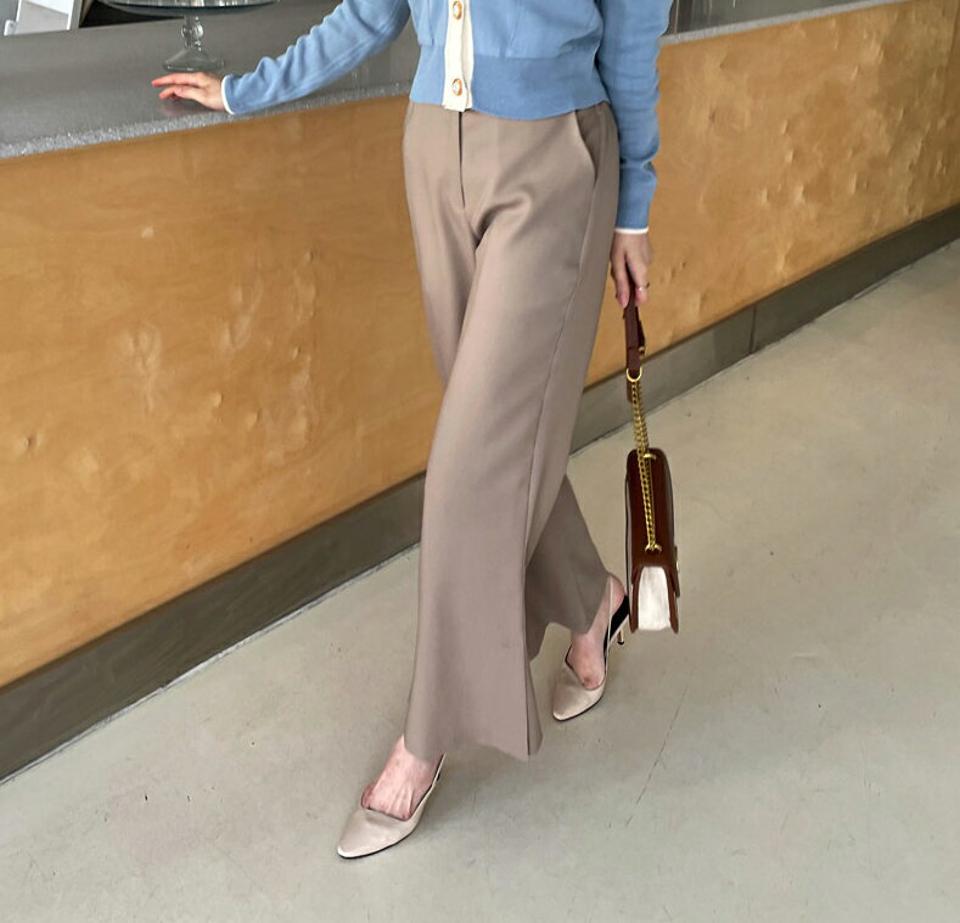 スリットバックゴムスラックス・全3色・t63237 レディース 【pt】【韓国 ファッション ボトムス ロング ロングパンツ スラックス ハイウエスト スリム フィット 美脚 体型カーバー 10分丈 十分丈 カジュアル デイリー 春 夏】