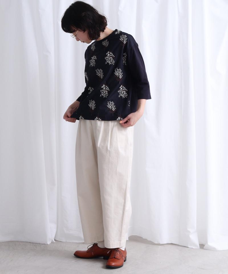 ○ミモザの花刺しゅう　7分袖プルオーバー（Lene non finito）