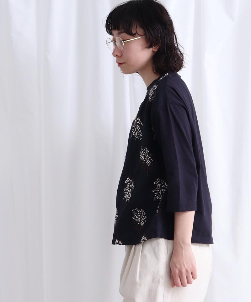 ○ミモザの花刺しゅう　7分袖プルオーバー（Lene non finito）