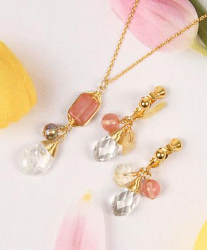 【特別な日に送るアクセサリーセット】クリスタル×天然石ミックスイヤリングセット