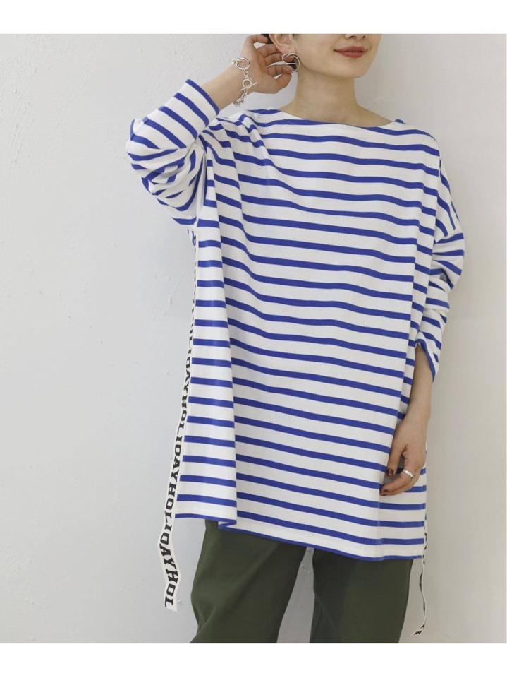 【HOLIDAY/ホリデイ】 RUSSELL BORDER MINI DRESS TAPE:カットソー◆