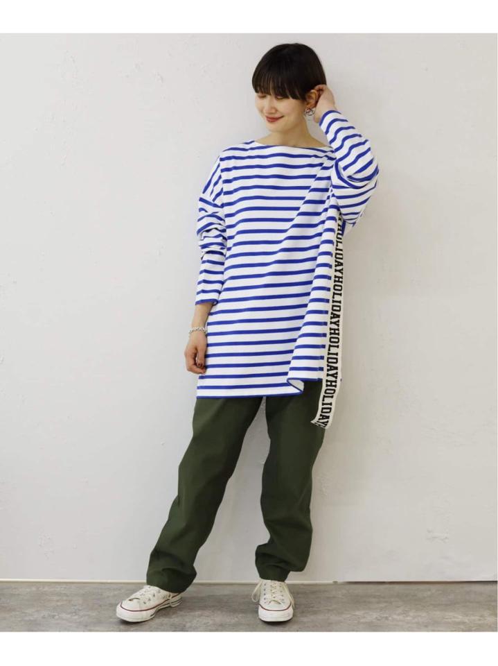 【HOLIDAY/ホリデイ】 RUSSELL BORDER MINI DRESS TAPE:カットソー◆