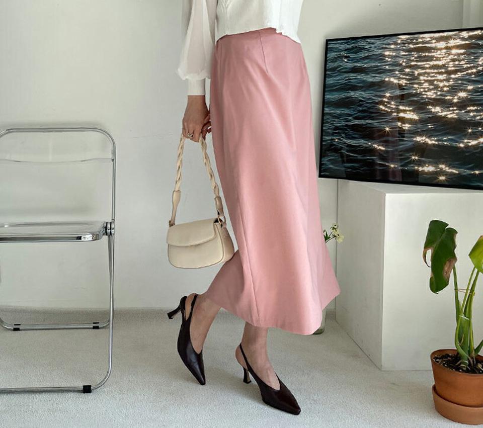 バックゴムAラインスカート・全5色・b64964 レディース 【sk】【韓国 ファッション ボトムス スカート ロング ロングスカート フェミニン Aライン ウエストゴム ベーシック シンプル 体型カバー カジュアル デイリー 上品 春 夏】