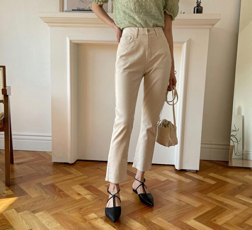 コットンブレンドストレートパンツ・全3色・t64989 レディース 【pt】 韓国 ファッション ボトムス ロング ロングパンツ コットンパンツ コットン スリム ストレート 美脚 体型カーバー 10分丈 十分丈 カジュアル デイリー 春 夏