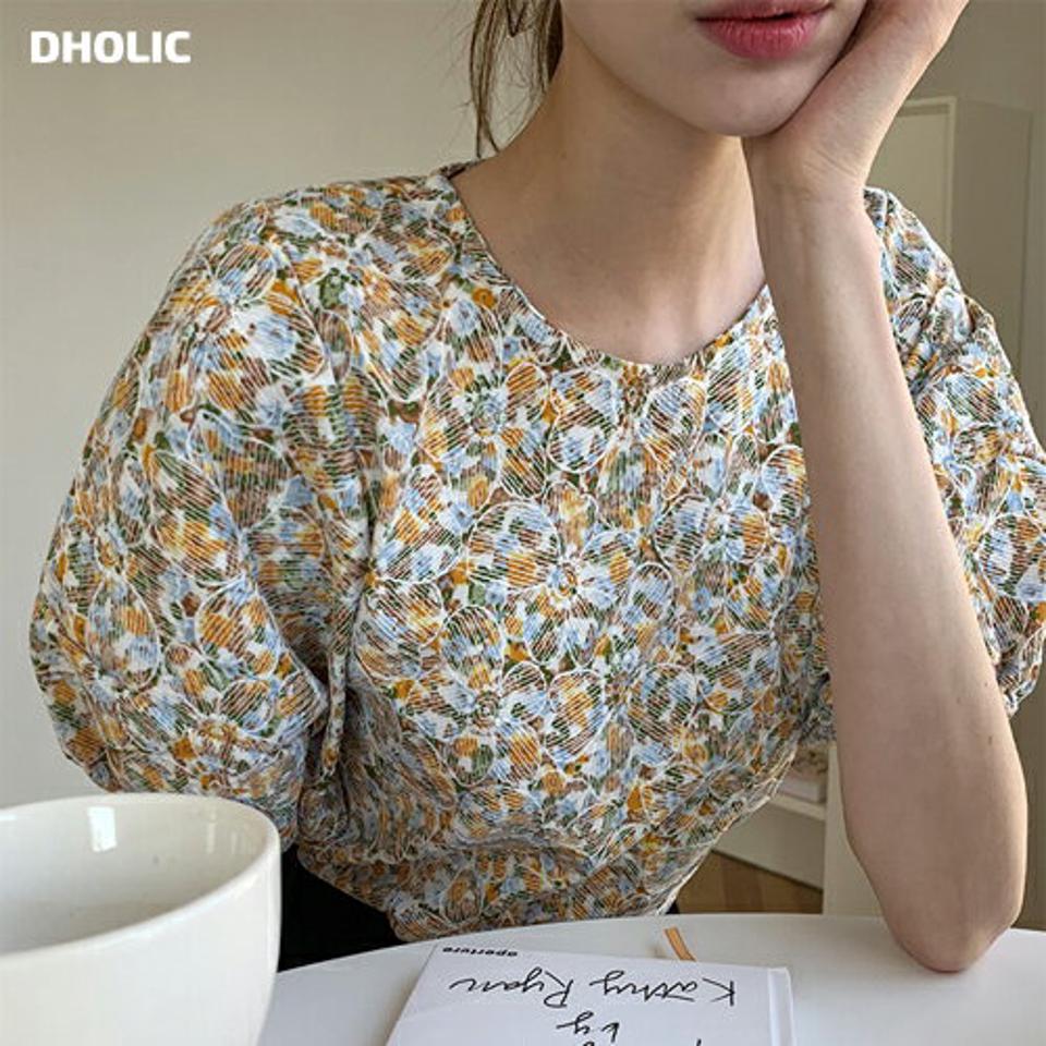 刺繍フローラルブラウス・全2色・b67656 レディース 【bl】 トップス ブラウス 半袖 ハーフスリーブ 花柄 フラワー 刺繍 モダン 大人 ガーリー 春 夏 韓国 ファッション ハイホリHIHOLLI