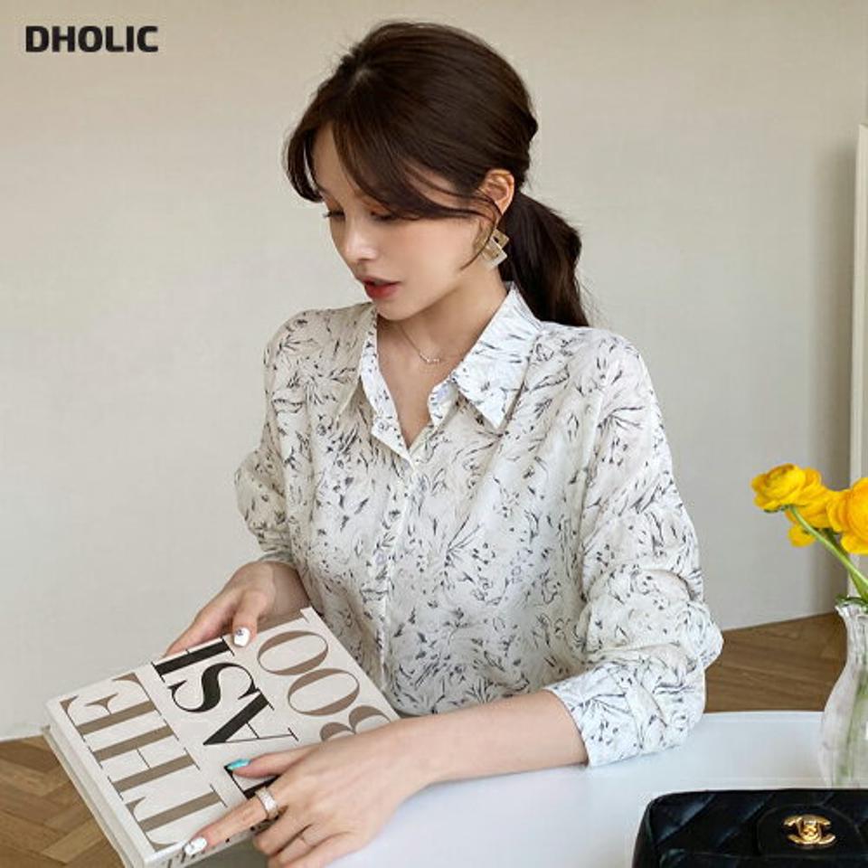 フローラルカラーブラウス・全2色・b67652 レディース 【bl】 トップス ブラウス 長袖 花柄 フラワー シック 大人 きれいめ 春 秋 韓国 ファッション ハイホリHIHOLLI