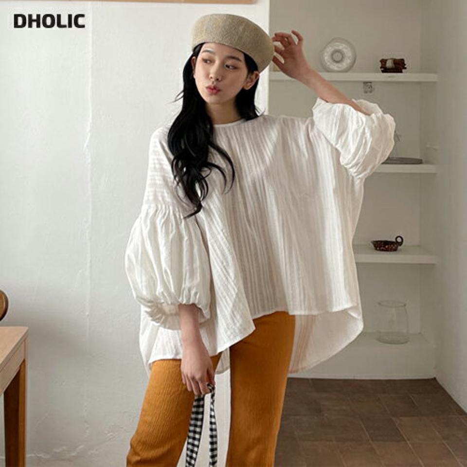 2WAYリボンバルーンブラウス・全2色・b63723 レディース 【bl】【韓国 ファッション トップス ブラウス 長袖 バルーンスリーブ ボリューム ラウンドネック リボン Vネック ルーズ ゆったり ガーリー 体型カバー 細身 デイリー 春 夏】【NIJU】