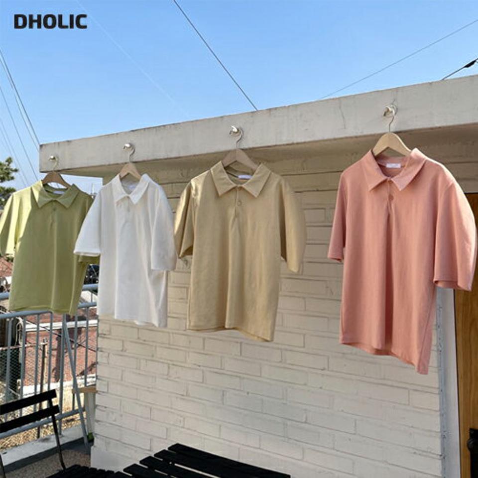 パフポロカラーTシャツ・全5色・t63718 レディース 【tops】【韓国 ファッション トップス Tシャツ 半袖 パフスリーブ 無地 ベーシック デイリー カジュアル 体型カーバー 春 夏】【NIJU】