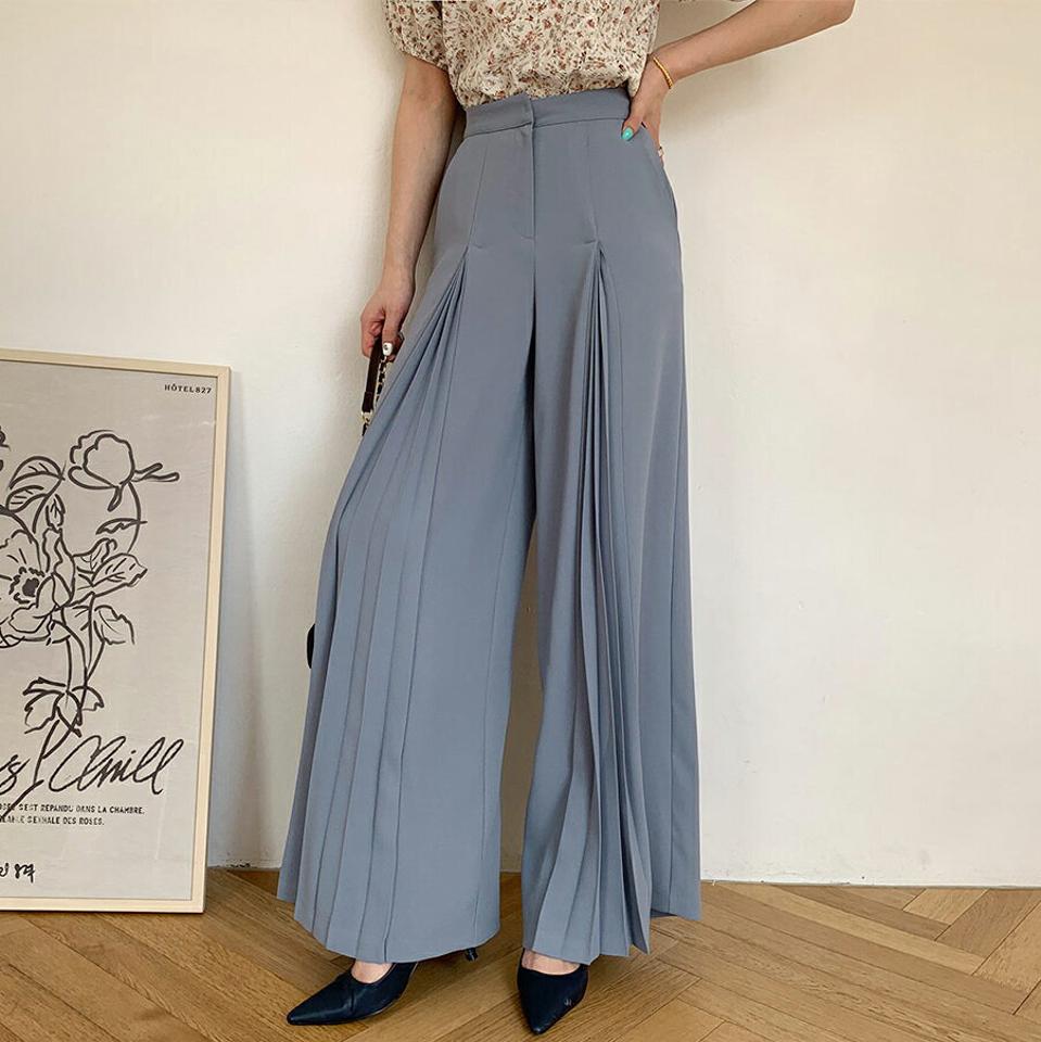 タックプリーツワイドパンツ・全2色・t67671 レディース 【pt】【パンツ ズボン ロングパンツ 長ズボン プリーツ プリーツパンツ ワイド ワイドパンツ タック シンプル 大人 きれいめ 春 秋 韓国 ファッション】【ハイホリHIHOLLI】
