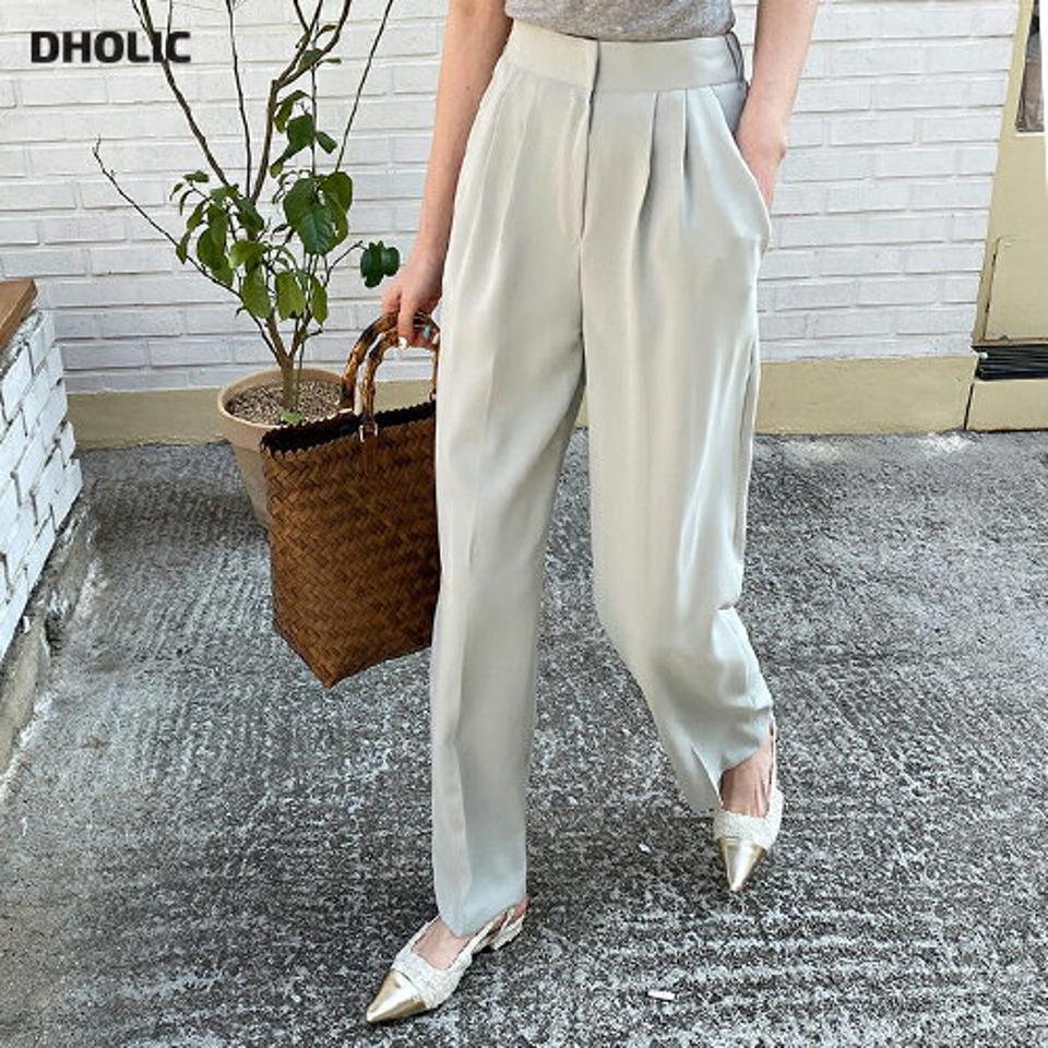 ツータックスラックスパンツ・全3色・t67668 レディース 【pt】【スラックス パンツ ズボン ロングパンツ タック 単色 無地 シンプル ベーシック 大人 オフィスカジュアル 春 秋 韓国 ファッション】【ハイホリHIHOLLI】