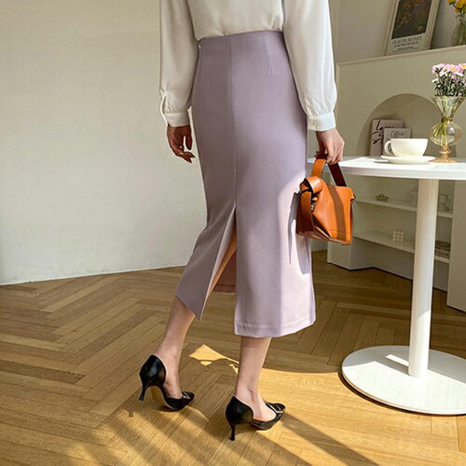 Hラインバックスリットスカート・全3色・t67666 レディース 【sk】【スカート ミディ丈 ミディスカート スリット Hライン 単色 無地 シンプル ベーシック オフィスカジュアル 大人 きれいめ 春 秋 韓国 ファッション】【ハイホリHIHOLLI】