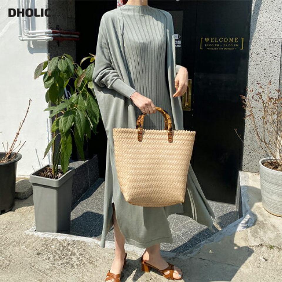 オープンニットカーデ&リブワンピースSET・全4色・b67660 レディース 【ops】 セット set カーディガン ロングカーディガン ロング ワンピース ロングワンピース 長袖 ショートスリーブ 春 夏 秋 韓国 ファッション ハイホリHIHOLLI