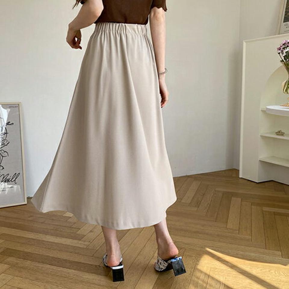 タックスリットスカート・全2色・b67672 レディース 【sk】【スカート ロング ロングスカート スリット タック 単色 無地 シンプル 大人 カジュアル Aライン 春 秋 韓国 ファッション】【ハイホリHIHOLLI】