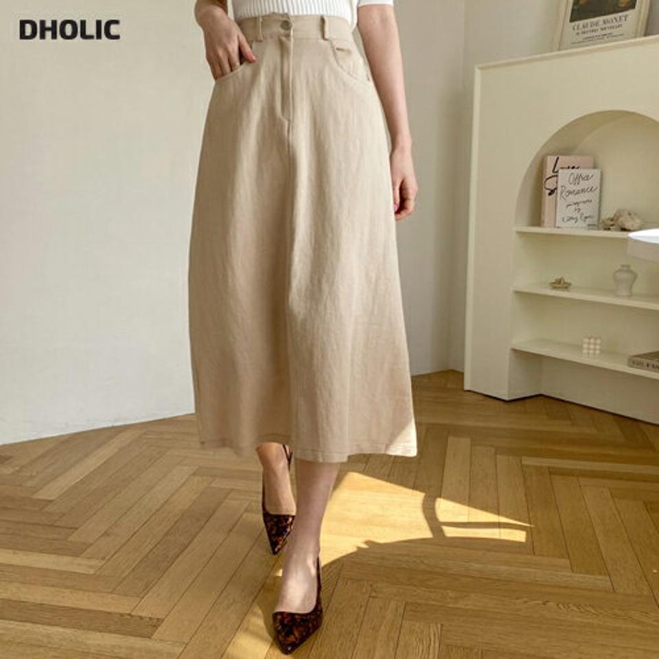 【只今20%OFF】リネン混ステッチAラインスカート・全4色・t67670 レディース 【sk】【スカート ロング ロングスカート Aライン ステッチ リネン 単色 無地 シンプル ベーシック カジュアル 春 秋 韓国 ファッション】【ハイホリHIHOLLI】【LN】