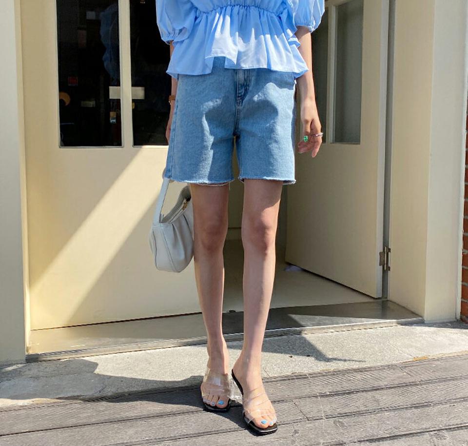 デニムショートパンツ・全3色・t57155 レディース 【pt】【韓国 ファッション ボトムス ショート ショートパンツ デニム デニムパンツ ショートデニム カットオフ 体型カーバー カジュアル デイリー ガーリー 春 夏】