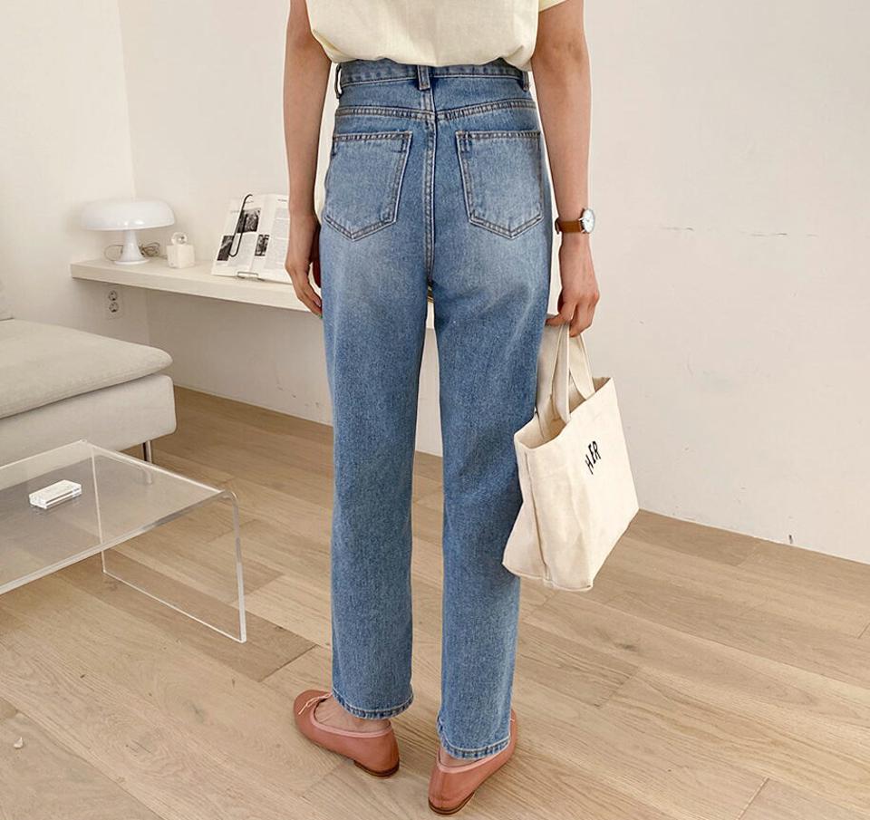 ウォッシュドデニムパンツ・全1色・b57145 レディース 【pt】【韓国 ファッション ボトムス ロング ロングパンツ デニム デニムパンツ ウォッシュドデニム 美脚 体型カーバー 10分丈 十分丈 カジュアル デイリー 春 夏】