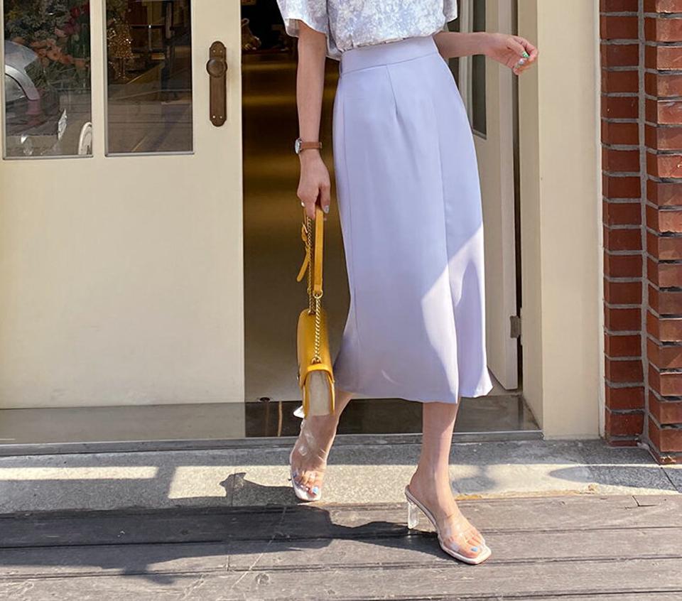 Hラインスリットスカート・全3色・t57158 レディース 【sk】 韓国 ファッション ボトムス スカート ロング ロングスカート フェミニン Hライン スリットスカート Hラインスカート 体型カバー カジュアル 春 夏