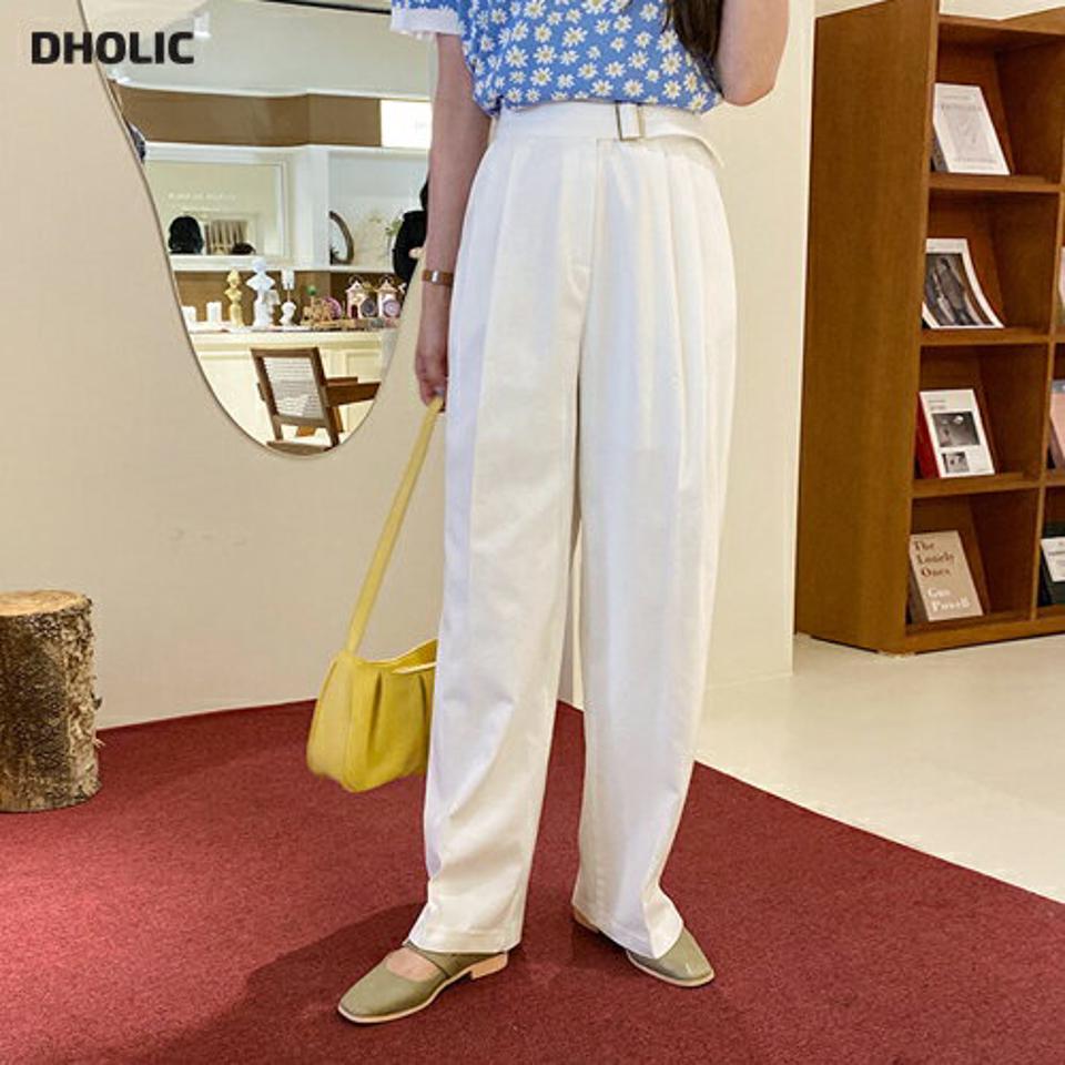 ベルトワイドコットンパンツ・全2色・t57157 レディース 【pt】【韓国 ファッション ボトムス ロング ロングパンツ ワイド ワイドパンツ コットンパンツ ベルト ロールアップ 体型カーバー 10分丈 十分丈 カジュアル 春 夏】