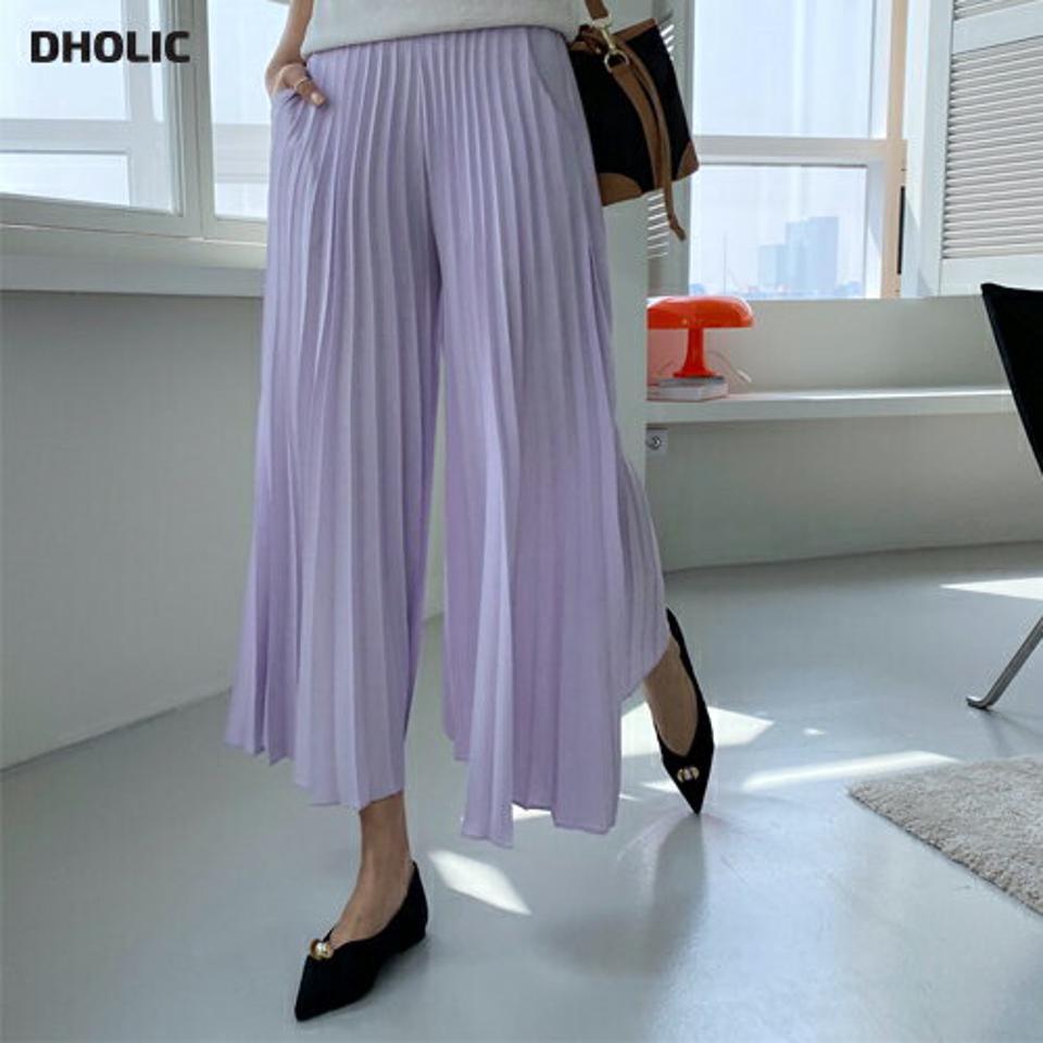 プリーツワイドパンツ・全4色・b67699 レディース 【pt】【パンツ ズボン ロングパンツ ワイド ワイドパンツ プリーツパンツ プリーツ 体型カバー シンプル ラフ 揺れ感 フェミニン 春 夏 韓国 ファッション】【ハイホリHIHOLLI】