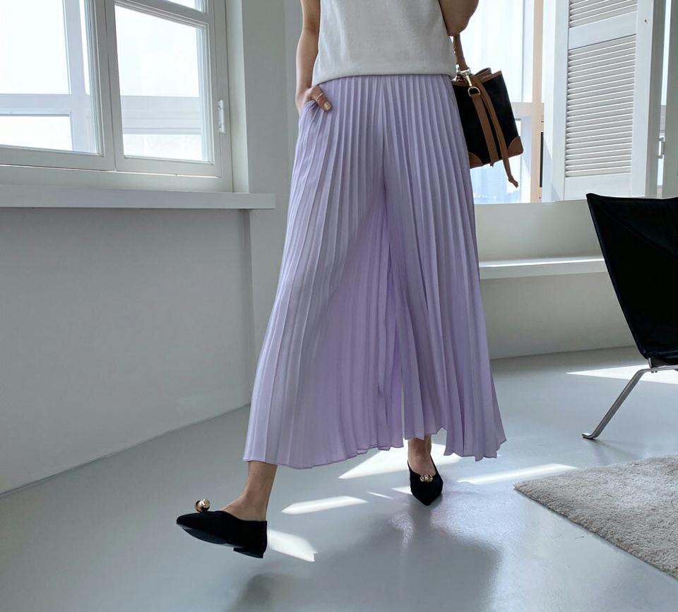 プリーツワイドパンツ・全4色・b67699 レディース 【pt】【パンツ ズボン ロングパンツ ワイド ワイドパンツ プリーツパンツ プリーツ 体型カバー シンプル ラフ 揺れ感 フェミニン 春 夏 韓国 ファッション】【ハイホリHIHOLLI】